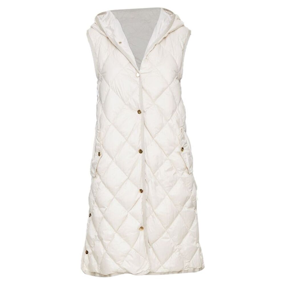 Max Mara quilted hooded light grey winter vest